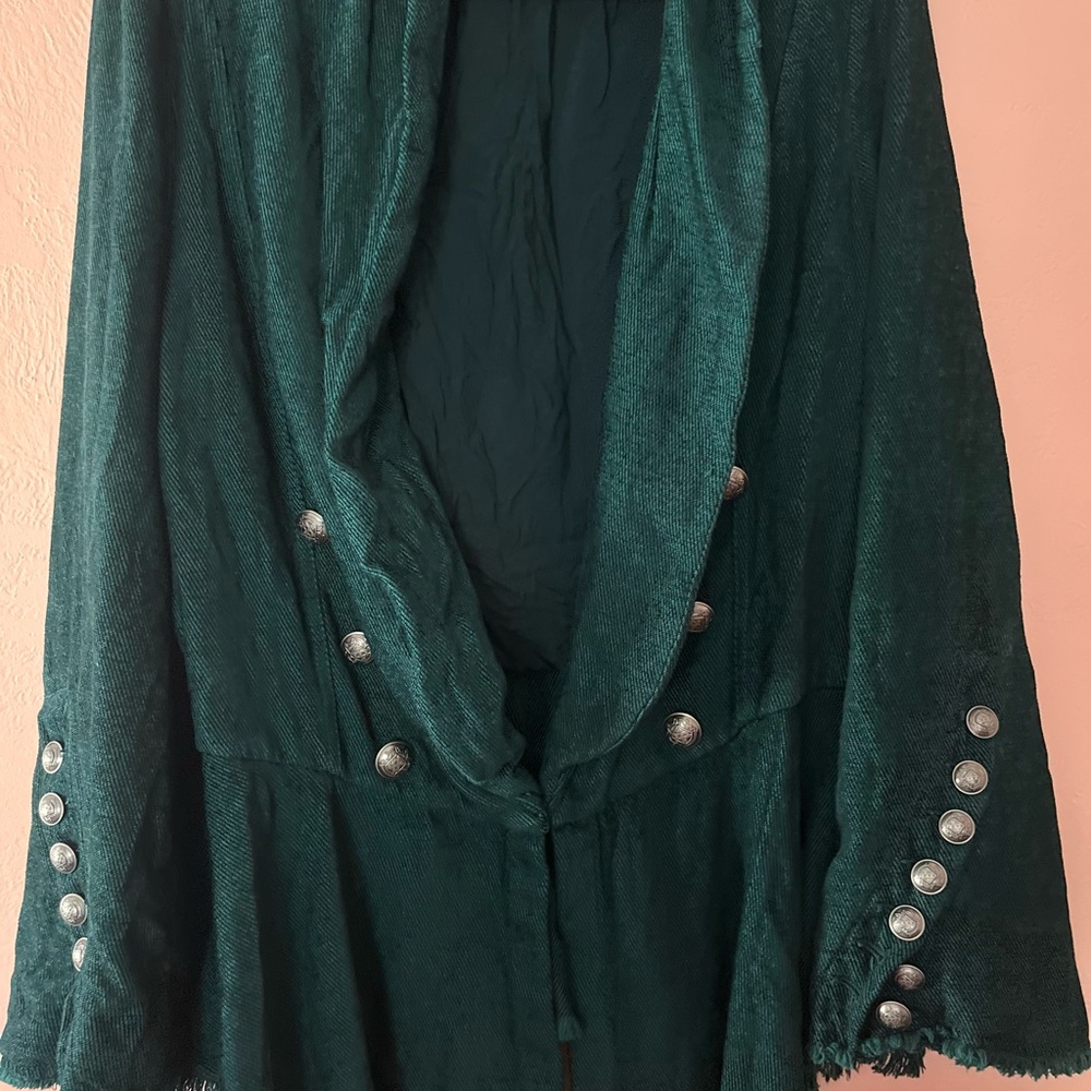 Free People Green Blazer with Silver Accents